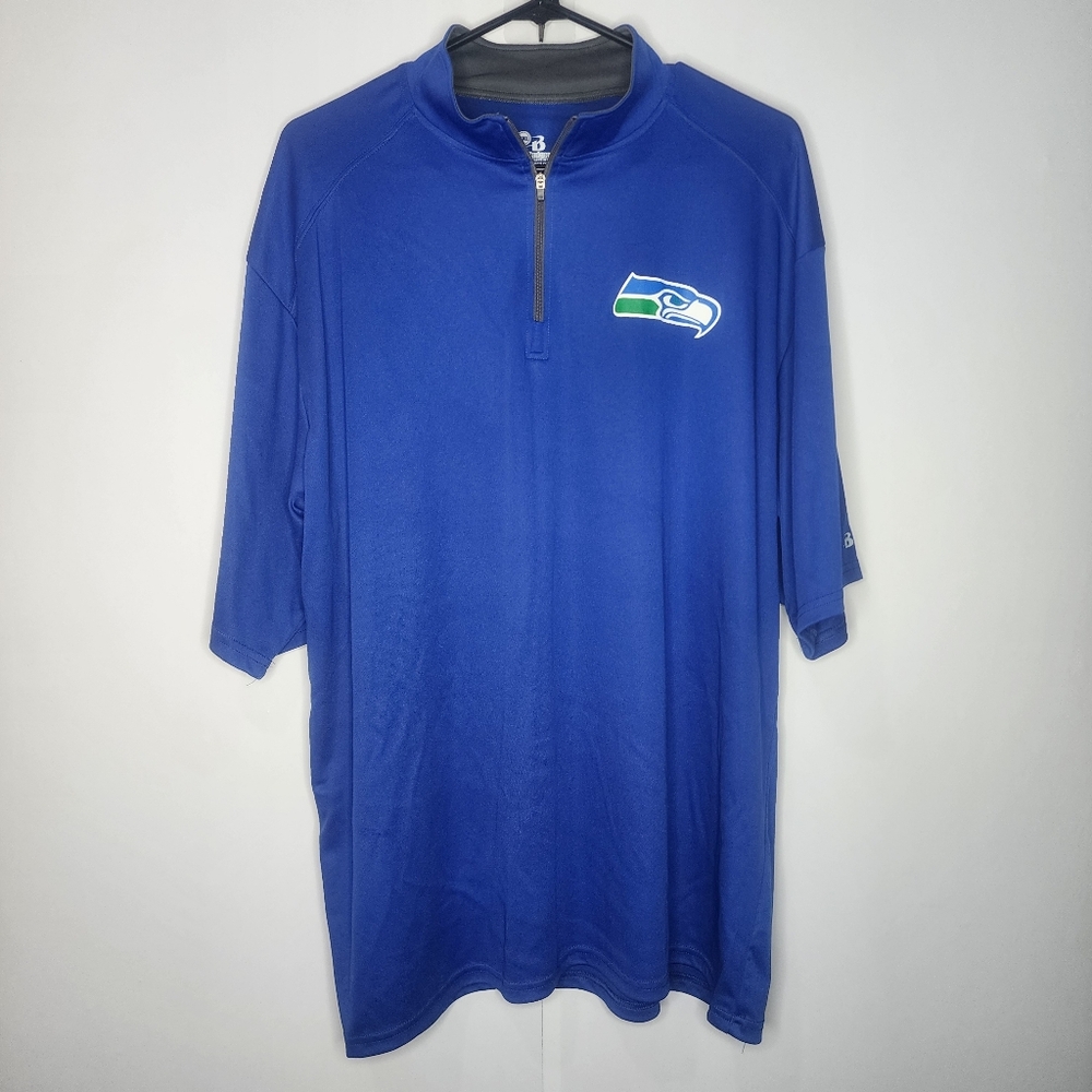 NFL Falcons Mens Quarter Zip Blue Mid Sleeve Pullover Light Weight Jacket 2XL